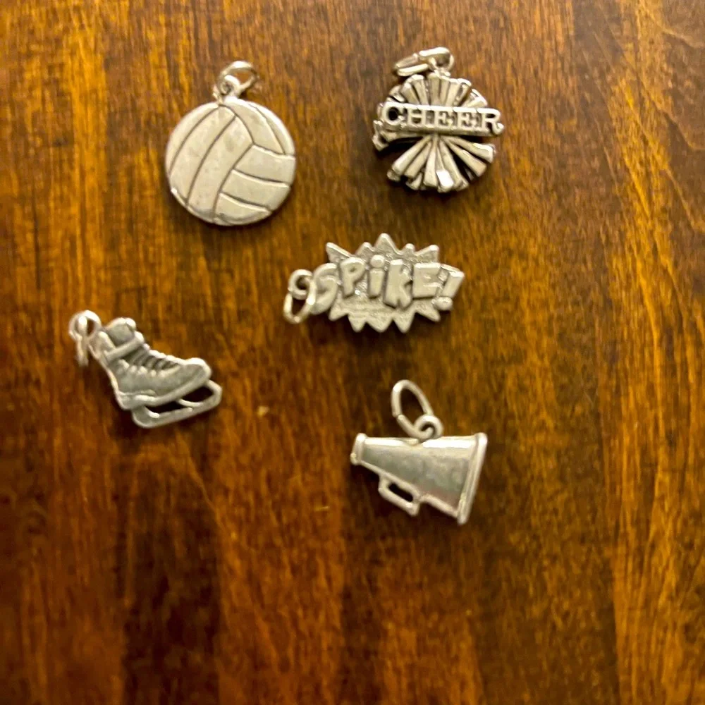 5 necklace sports charms pendants volleyball cheer ice skating